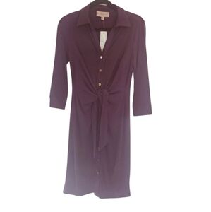 NWT - Philosophy - Deep Plum Front Tie Shirt Dress - Size Small